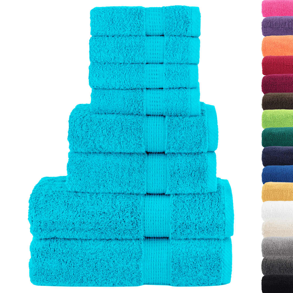 vidaXL 8 Piece Premium Towel Set SOLUND - Ultra-Soft & Highly Absorbent 600 gsm Cotton - Turquoise - BEYRUN