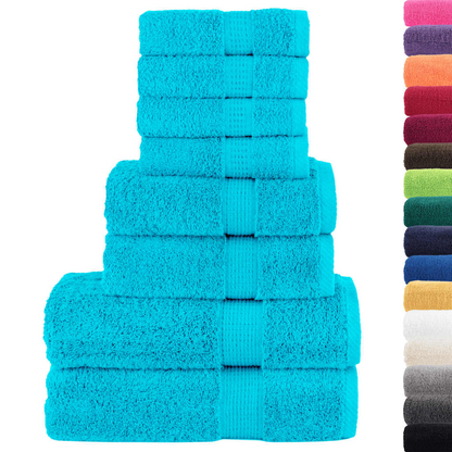 vidaXL 8 Piece Premium Towel Set SOLUND - Ultra-Soft & Highly Absorbent 600 gsm Cotton - Turquoise - BEYRUN