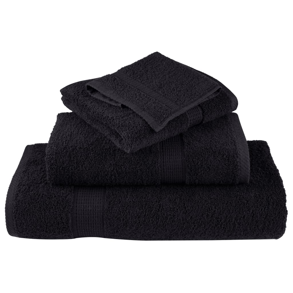 vidaXL 8 Piece Premium Towel Set SOLUND - 600 gsm, Ultra Soft & Absorbent, Black, 100% Cotton, OEKO-TEX Certified - BEYRUN