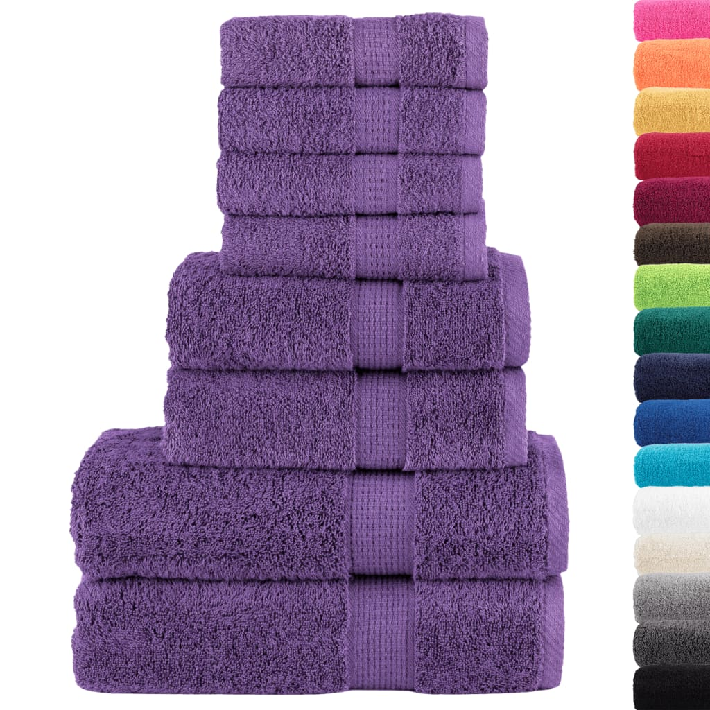 vidaXL 8 Piece Premium Towel Set SOLUND Purple | Ultra-Soft 600 GSM Cotton | OEKO-TEX Certified - BEYRUN