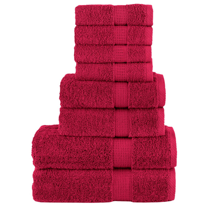 vidaXL 8 Piece Premium Towel Set SOLUND Red 600 gsm - Luxurious Soft & Absorbent for Home & Spa Use - BEYRUN