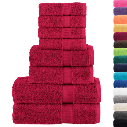 vidaXL 8 Piece Premium Towel Set SOLUND Red 600 gsm - Luxurious Soft & Absorbent for Home & Spa Use - BEYRUN