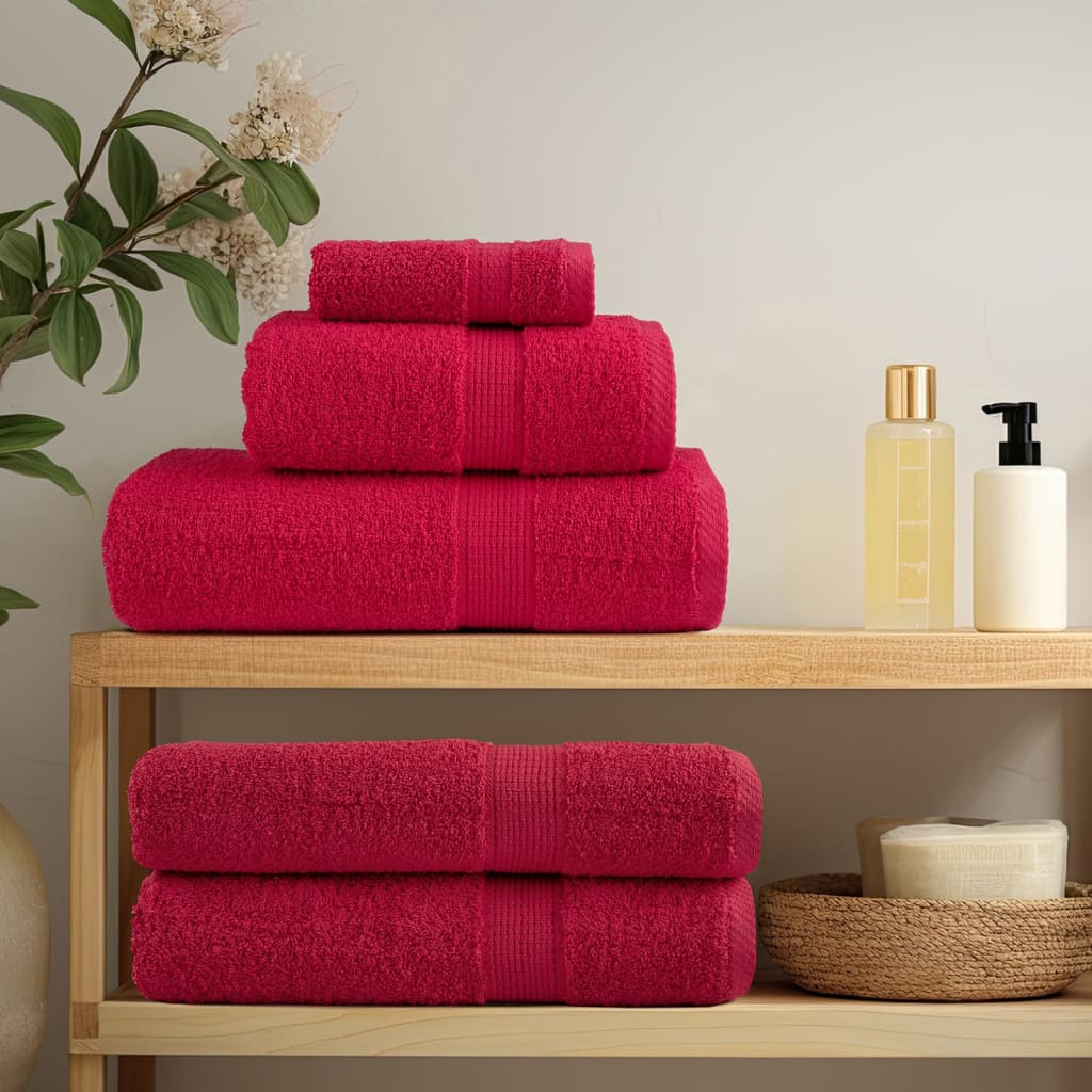 vidaXL 8 Piece Premium Towel Set SOLUND Red 600 gsm - Luxurious Soft & Absorbent for Home & Spa Use - BEYRUN