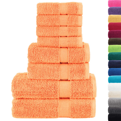 vidaXL 8 Piece Premium Towel Set SOLUND Orange 600 gsm - Ultra-Soft & Absorbent Cotton Towels - Perfect for Home & Commercial Use - BEYRUN