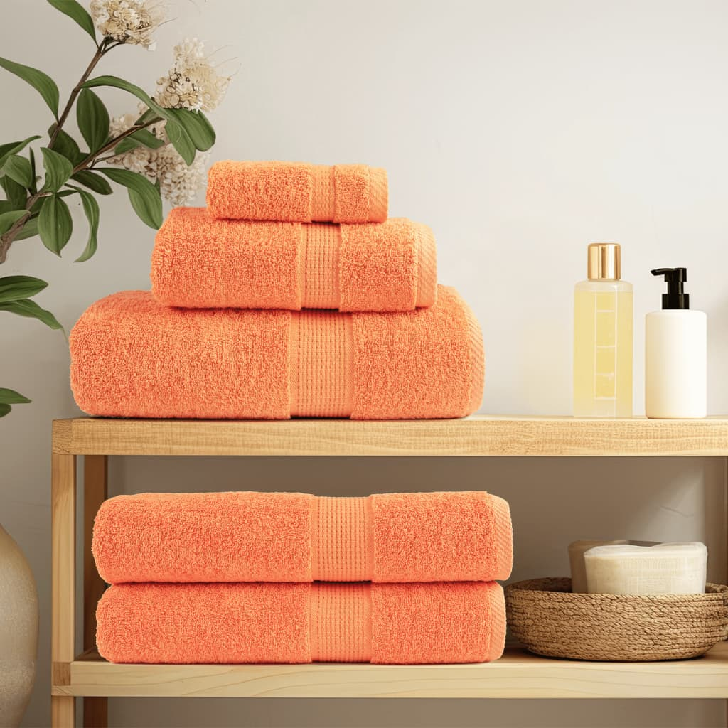 vidaXL 8 Piece Premium Towel Set SOLUND Orange 600 gsm - Ultra-Soft & Absorbent Cotton Towels - Perfect for Home & Commercial Use - BEYRUN