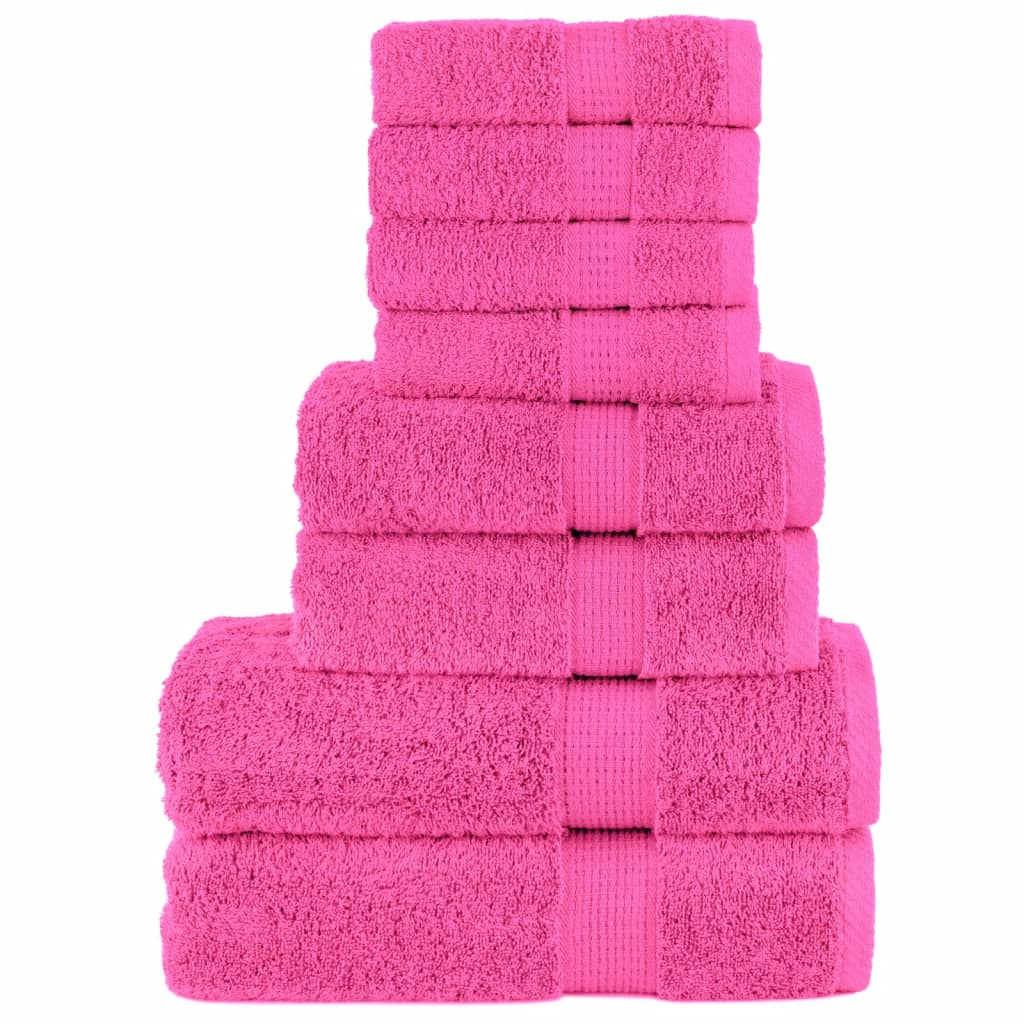 vidaXL 8 Piece Premium Towel Set - SOLUND Pink 600 GSM - Soft & Absorbent Cotton Towels for Home & Commercial Use - BEYRUN