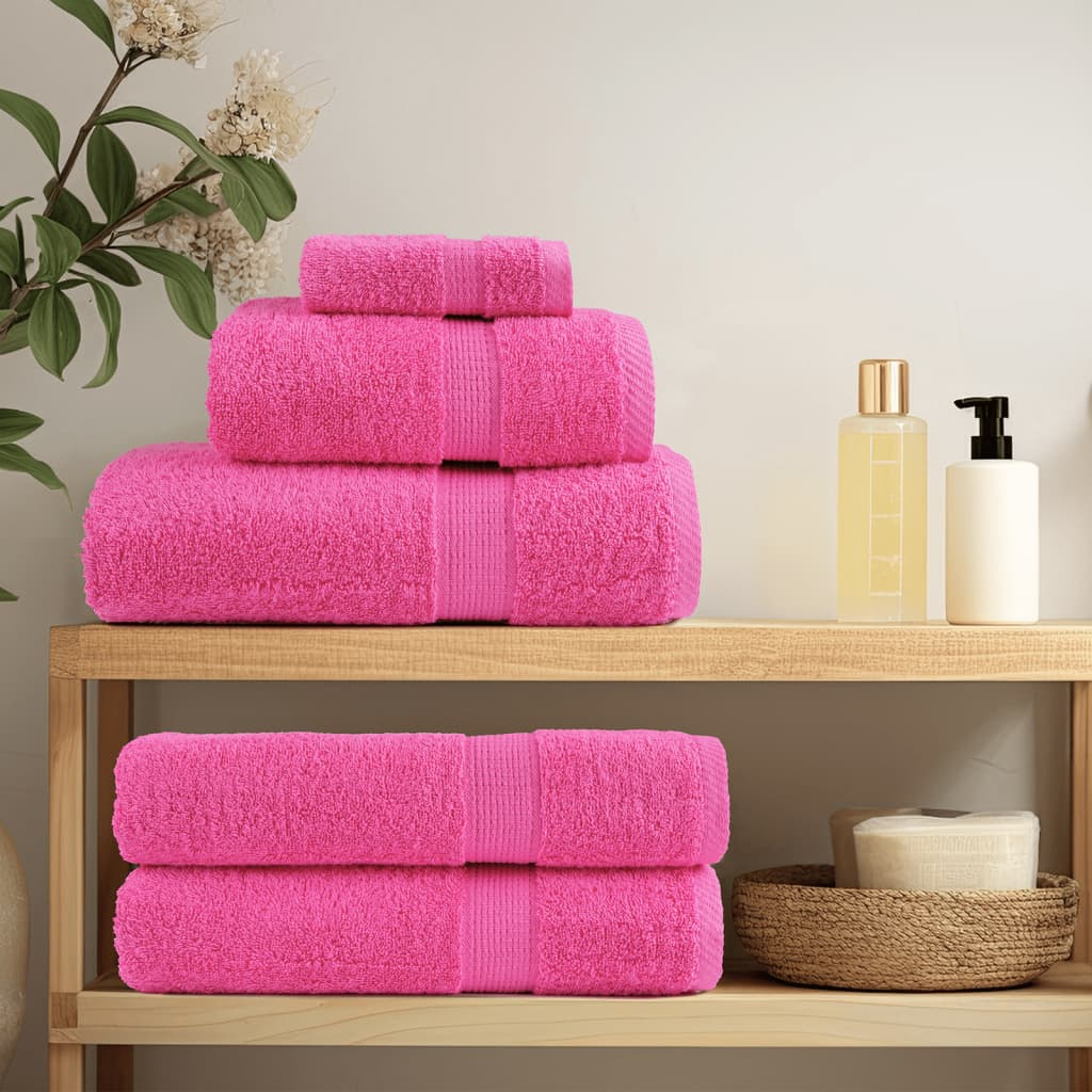 vidaXL 8 Piece Premium Towel Set - SOLUND Pink 600 GSM - Soft & Absorbent Cotton Towels for Home & Commercial Use - BEYRUN