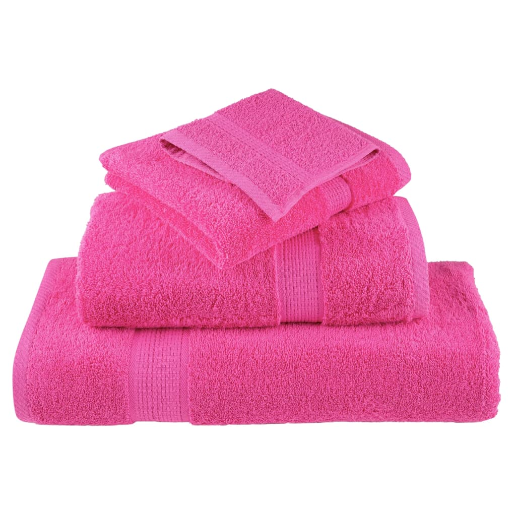 vidaXL 8 Piece Premium Towel Set - SOLUND Pink 600 GSM - Soft & Absorbent Cotton Towels for Home & Commercial Use - BEYRUN