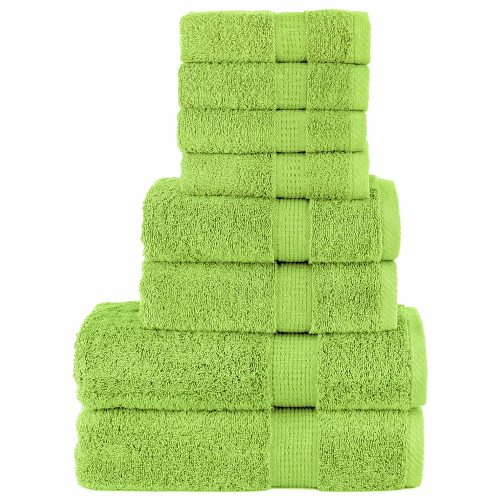 vidaXL 8 Piece Premium Towel Set SOLUND Apple Green, 600 GSM - Ultra Soft & Absorbent Cotton Towels for Home & Commercial Use - BEYRUN