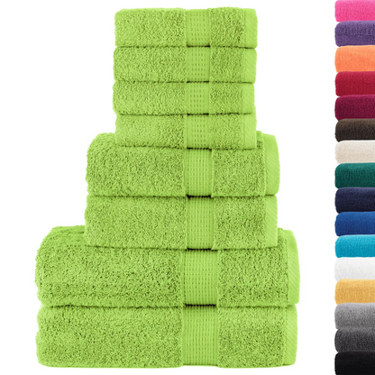 vidaXL 8 Piece Premium Towel Set SOLUND Apple Green, 600 GSM - Ultra Soft & Absorbent Cotton Towels for Home & Commercial Use - BEYRUN