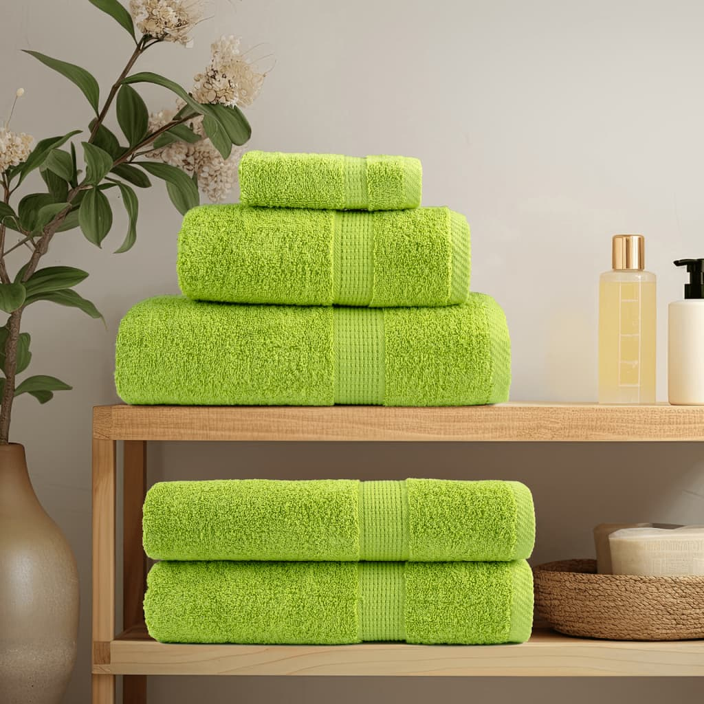 vidaXL 8 Piece Premium Towel Set SOLUND Apple Green, 600 GSM - Ultra Soft & Absorbent Cotton Towels for Home & Commercial Use - BEYRUN