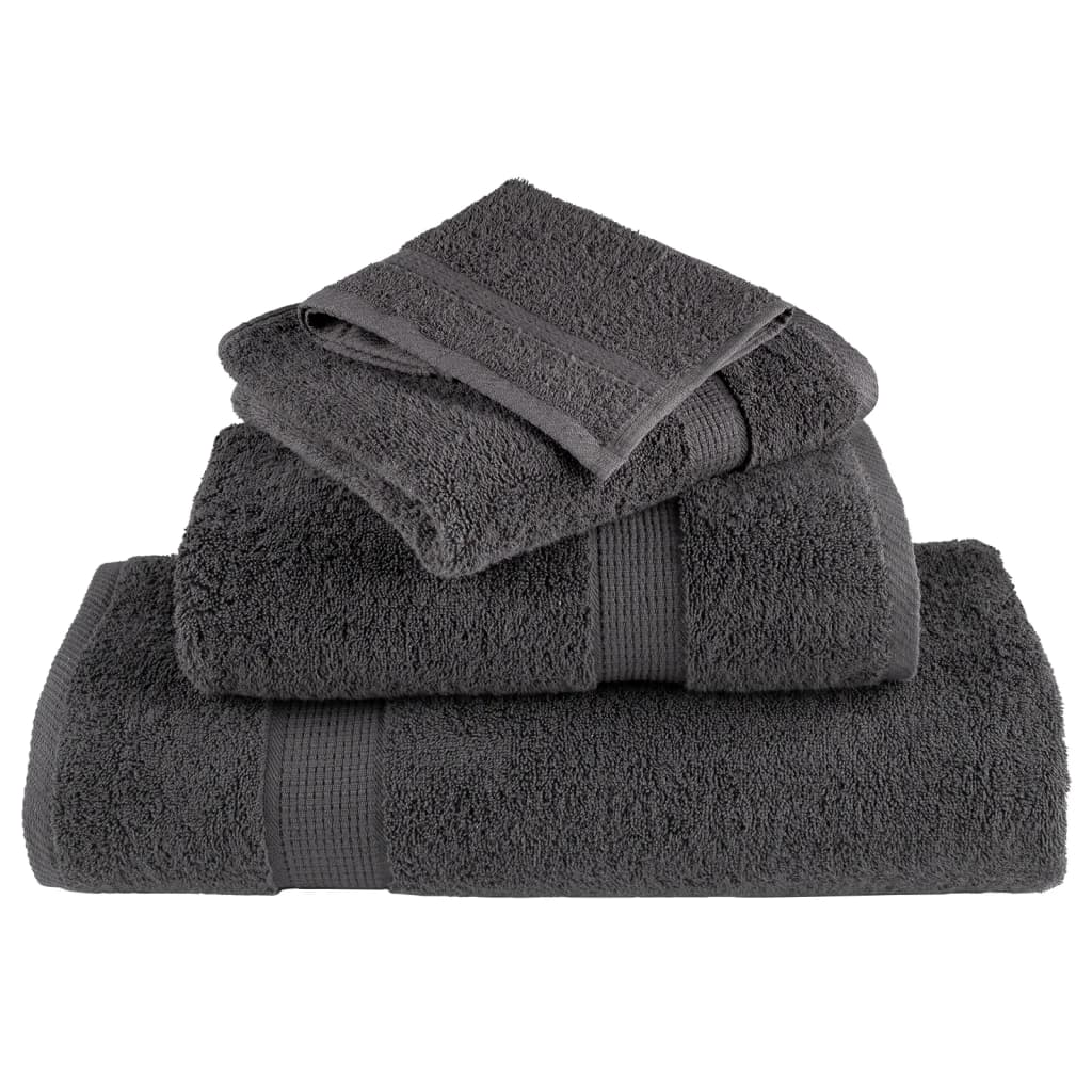 vidaXL 6 Piece Premium Towel Set SOLUND - Anthracite, 100% Ring-Spun Cotton, Ultra-Absorbent, OEKO-TEX Certified - BEYRUN