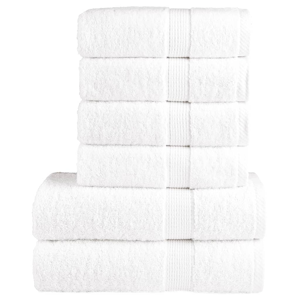 vidaXL Premium 6 Piece Towel Set - Luxurious White 600 GSM Cotton Towels - OEKO-TEX Certified - BEYRUN