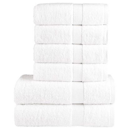 vidaXL Premium 6 Piece Towel Set - Luxurious White 600 GSM Cotton Towels - OEKO-TEX Certified - BEYRUN