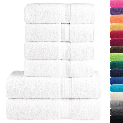 vidaXL Premium 6 Piece Towel Set - Luxurious White 600 GSM Cotton Towels - OEKO-TEX Certified - BEYRUN