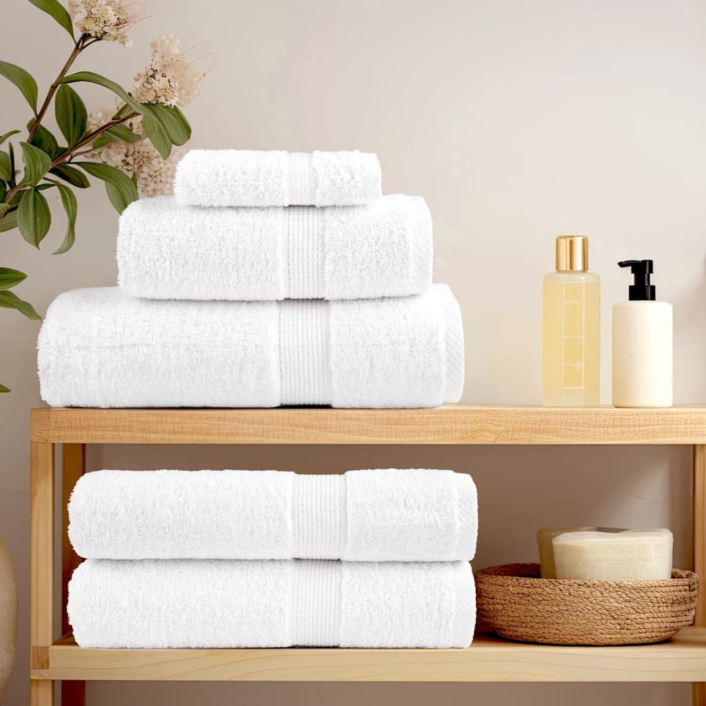 vidaXL Premium 6 Piece Towel Set - Luxurious White 600 GSM Cotton Towels - OEKO-TEX Certified - BEYRUN