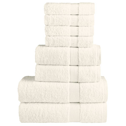 vidaXL 8 Piece Premium Towel Set SOLUND - Cream, 100% Cotton, 600 GSM, Soft & Durable, OEKO-TEX Certified - BEYRUN