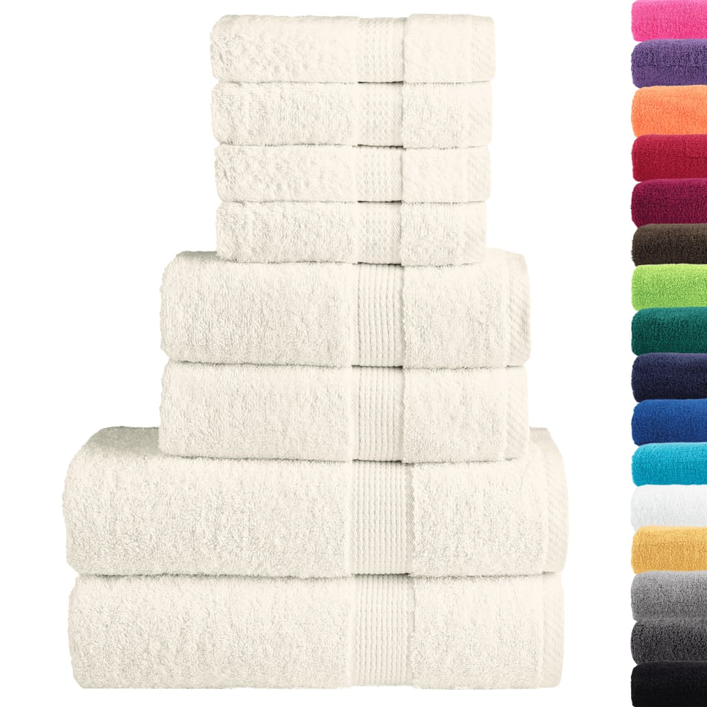 vidaXL 8 Piece Premium Towel Set SOLUND - Cream, 100% Cotton, 600 GSM, Soft & Durable, OEKO-TEX Certified - BEYRUN