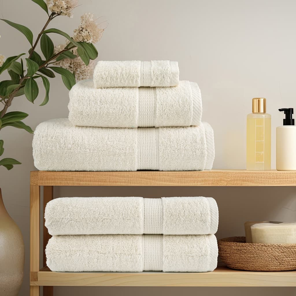 vidaXL 8 Piece Premium Towel Set SOLUND - Cream, 100% Cotton, 600 GSM, Soft & Durable, OEKO-TEX Certified - BEYRUN