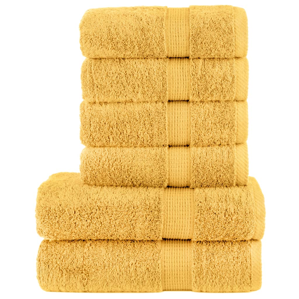 vidaXL 6 Piece Premium Towel Set SOLUND Gold 600 gsm - Ultra Soft & Highly Absorbent Cotton Towels, OEKO-TEX Certified - BEYRUN