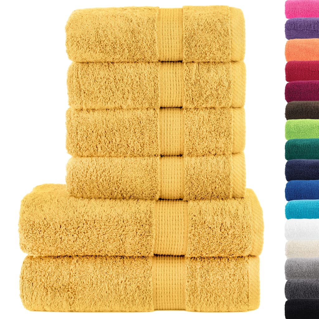 vidaXL 6 Piece Premium Towel Set SOLUND Gold 600 gsm - Ultra Soft & Highly Absorbent Cotton Towels, OEKO-TEX Certified - BEYRUN