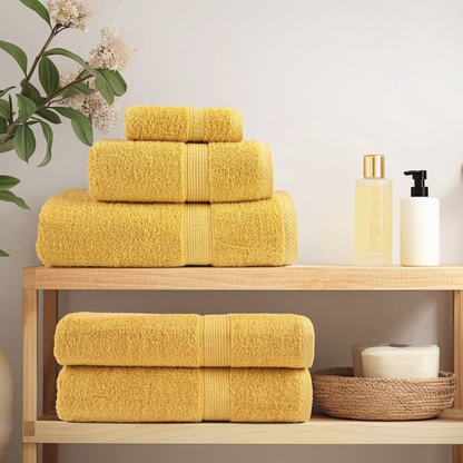 vidaXL 6 Piece Premium Towel Set SOLUND Gold 600 gsm - Ultra Soft & Highly Absorbent Cotton Towels, OEKO-TEX Certified - BEYRUN