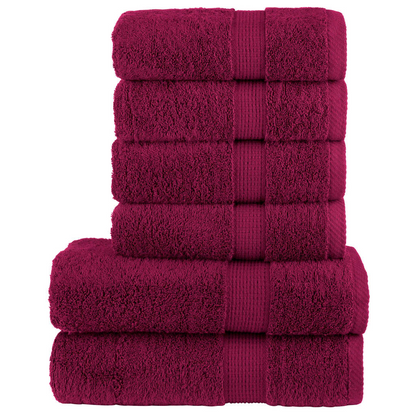 vidaXL 6 Piece Premium Towel Set SOLUND Bordeaux 600 gsm - Soft, Absorbent & Durable Cotton Towels - BEYRUN