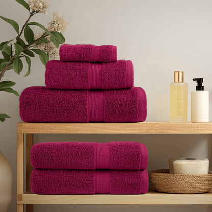 vidaXL 6 Piece Premium Towel Set SOLUND Bordeaux 600 gsm - Soft, Absorbent & Durable Cotton Towels - BEYRUN