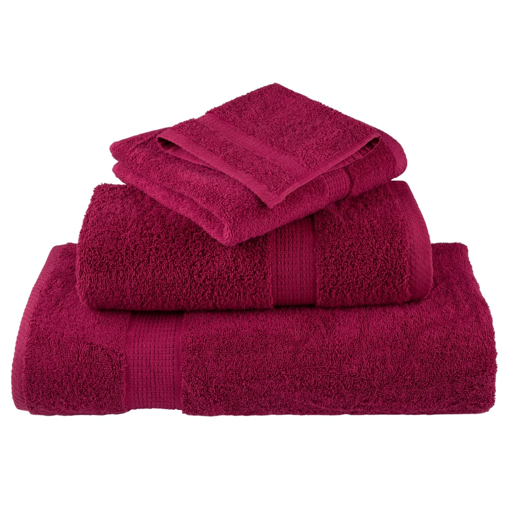 vidaXL 6 Piece Premium Towel Set SOLUND Bordeaux 600 gsm - Soft, Absorbent & Durable Cotton Towels - BEYRUN