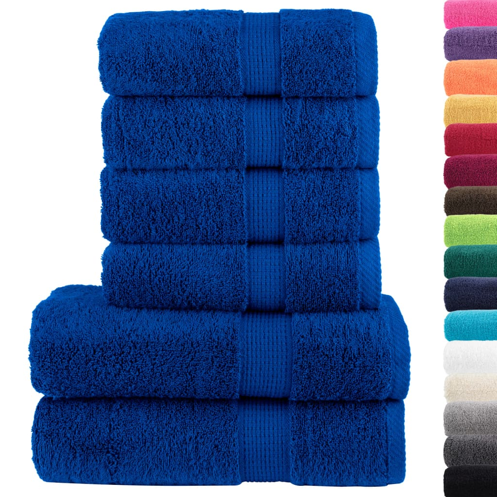 vidaXL Premium 6 Piece Towel Set SOLUND Blue - Ultra Soft 600 gsm Cotton Towels, OEKO-TEX Certified - BEYRUN