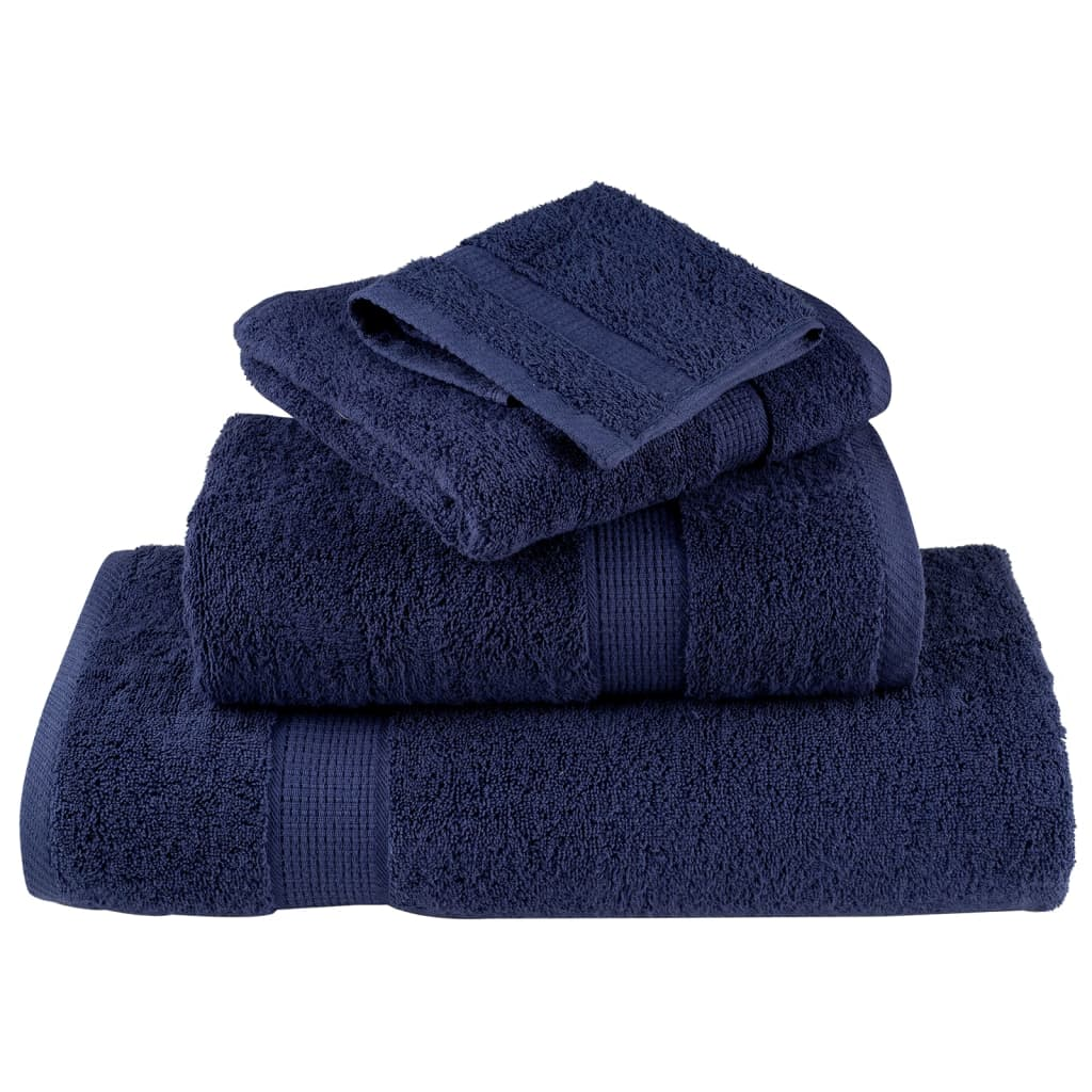 vidaXL 6 Piece Premium Towel Set SOLUND Navy Blue 600 gsm - Ultra Soft & Highly Absorbent Cotton Towels, OEKO-TEX Certified, Ideal for Bathroom & Spa - BEYRUN