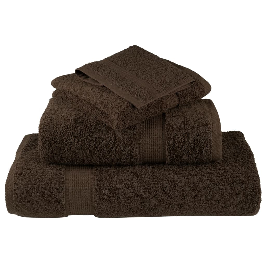 vidaXL 6 Piece Premium Towel Set SOLUND Brown - Super Soft 100% Cotton, Absorbent 600 GSM, OEKO-TEX Certified, Machine Washable - BEYRUN