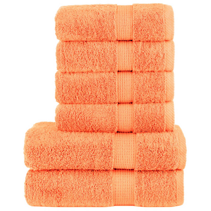 vidaXL 6 Piece Premium Towel Set SOLUND Orange - 100% Cotton, 600 GSM, Super Soft & Absorbent - BEYRUN