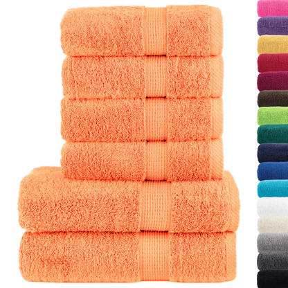 vidaXL 6 Piece Premium Towel Set SOLUND Orange - 100% Cotton, 600 GSM, Super Soft & Absorbent - BEYRUN