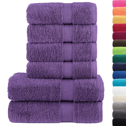 vidaXL 6 Piece Premium Towel Set SOLUND Purple 600 gsm - Soft & Absorbent 100% Cotton Towels - BEYRUN