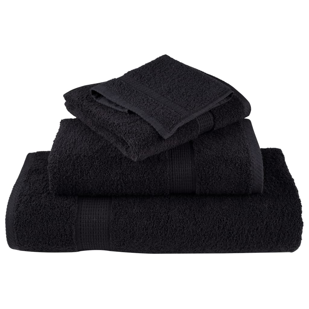 vidaXL 6 Piece Premium Towel Set SOLUND Black - 100% Cotton, 600 GSM - Super Soft & Absorbent - OEKO-TEX Certified - BEYRUN