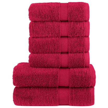 vidaXL 6 Piece Premium Towel Set SOLUND Red 600 gsm - Super Soft 100% Cotton, Highly Absorbent, Machine Washable - BEYRUN