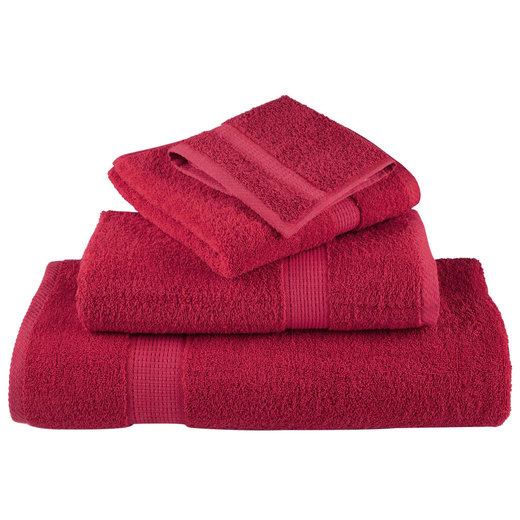 vidaXL 6 Piece Premium Towel Set SOLUND Red 600 gsm - Super Soft 100% Cotton, Highly Absorbent, Machine Washable - BEYRUN