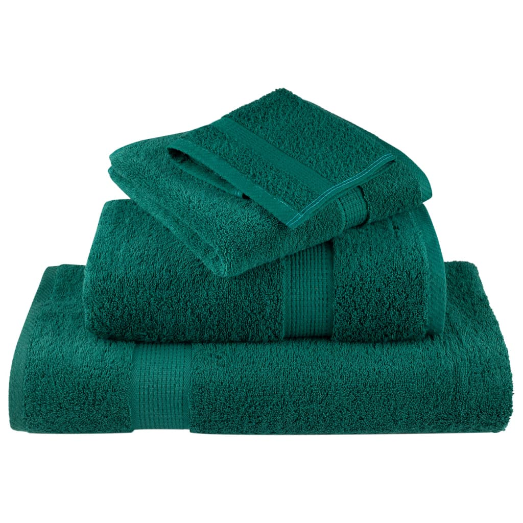 vidaXL 6 Piece Premium Towel Set SOLUND in Green - 600 GSM Cotton Towels for Ultimate Comfort and Absorption - BEYRUN