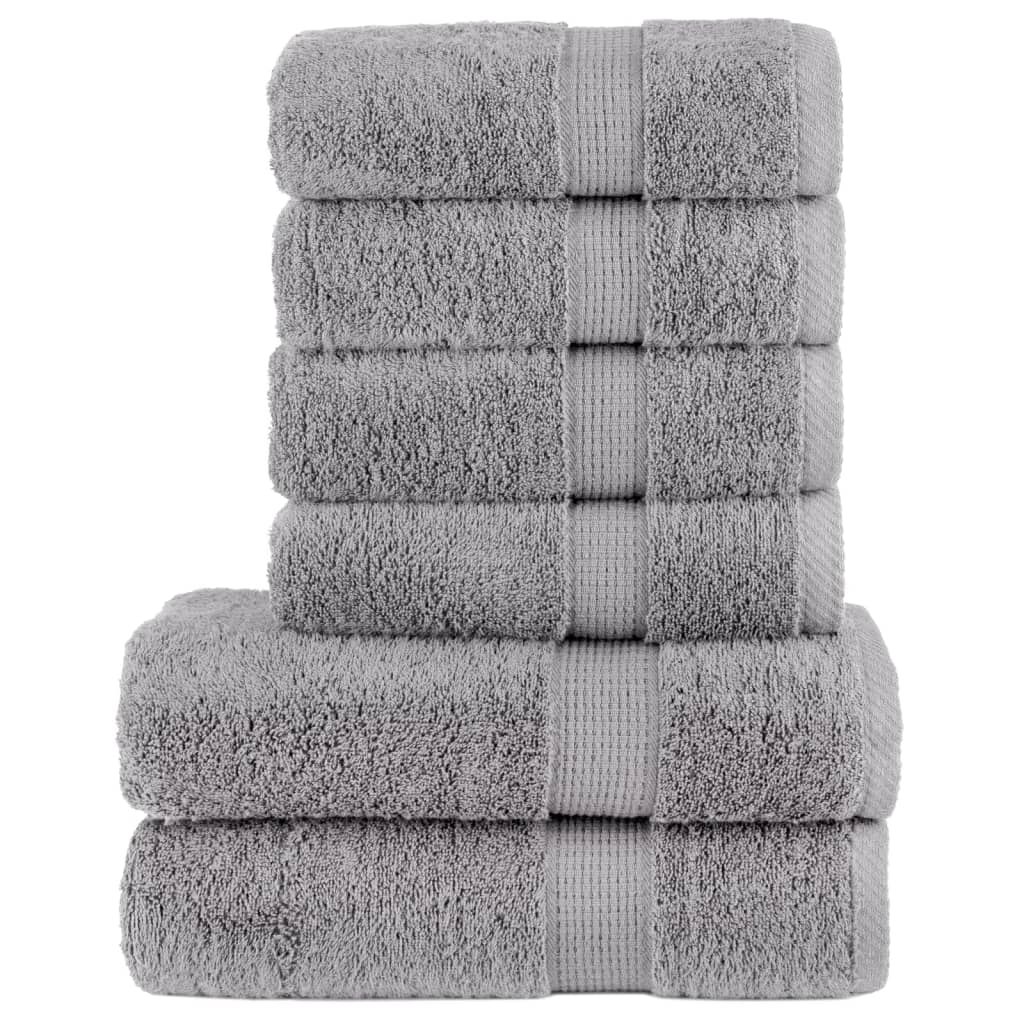 vidaXL 6 Piece Premium Towel Set SOLUND Grey 600 gsm - Ultra Soft, Absorbent & Durable - BEYRUN