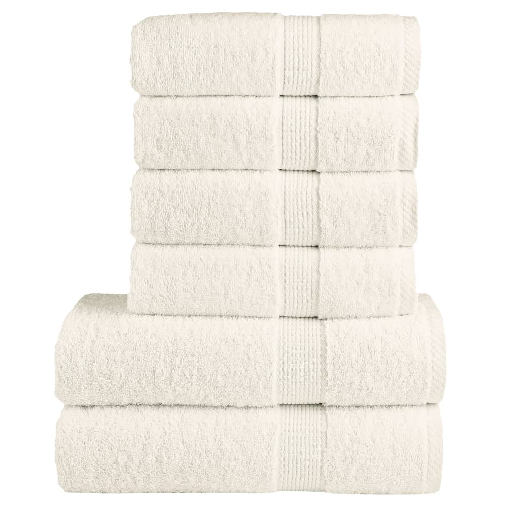 vidaXL 6 Piece Premium Towel Set SOLUND Cream 600 GSM - Ultra-Soft Ring-Spun Cotton, Highly Absorbent & Machine Washable - BEYRUN