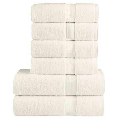 vidaXL 6 Piece Premium Towel Set SOLUND Cream 600 GSM - Ultra-Soft Ring-Spun Cotton, Highly Absorbent & Machine Washable - BEYRUN