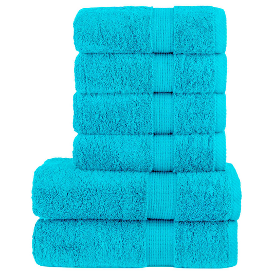 vidaXL 6 Piece Premium Towel Set SOLUND Turquoise 600gsm | Ultra-Soft, Highly Absorbent, Durable, and Machine Washable 100% Cotton Towels - BEYRUN