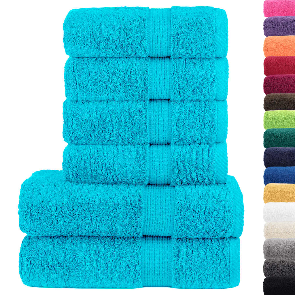 vidaXL 6 Piece Premium Towel Set SOLUND Turquoise 600gsm | Ultra-Soft, Highly Absorbent, Durable, and Machine Washable 100% Cotton Towels - BEYRUN