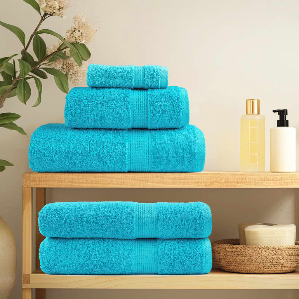 vidaXL 6 Piece Premium Towel Set SOLUND Turquoise 600gsm | Ultra-Soft, Highly Absorbent, Durable, and Machine Washable 100% Cotton Towels - BEYRUN