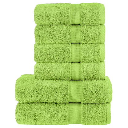 vidaXL 6 Piece Premium Towel Set SOLUND - Apple Green, 600 GSM, Super Soft & Absorbent Cotton Towels - BEYRUN