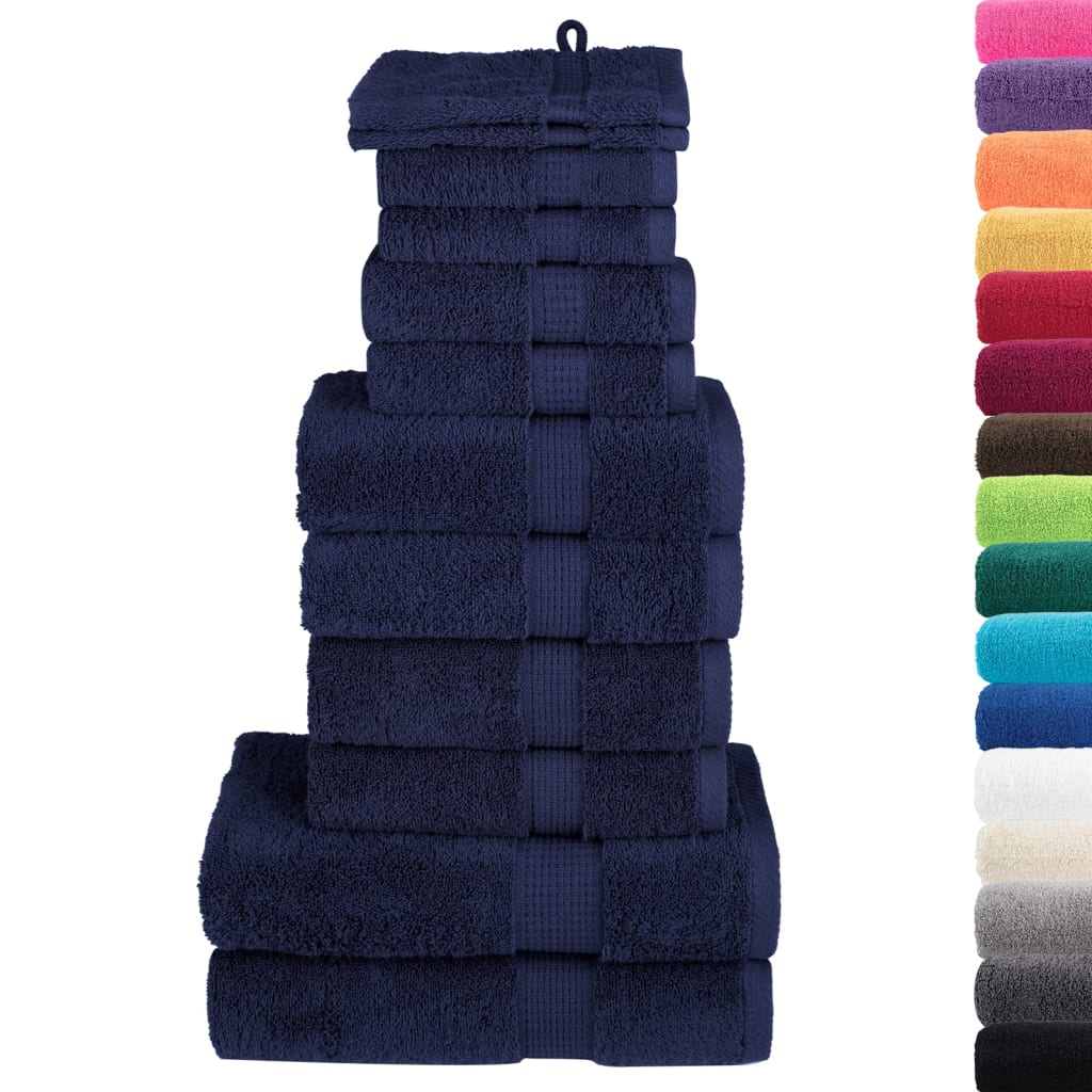 vidaXL 12 Piece Premium Navy Blue Towel Set - 600 GSM Luxury, Absorbency & Durability - BEYRUN