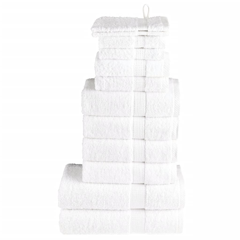 vidaXL 12 Piece Premium White Towel Set SOLUND - Luxurious 600 GSM Cotton Towels - BEYRUN