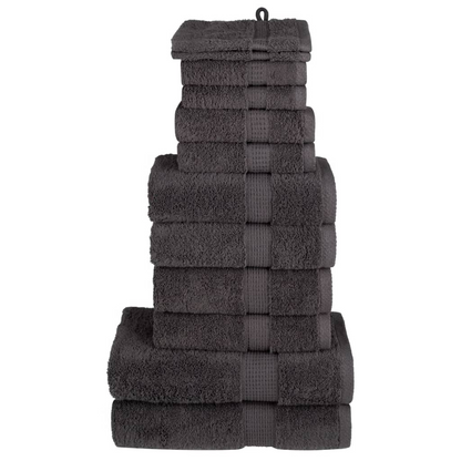 vidaXL 12 Piece Premium Towel Set SOLUND Anthracite 600 gsm - Ultra Soft, 100% Cotton Towels - BEYRUN