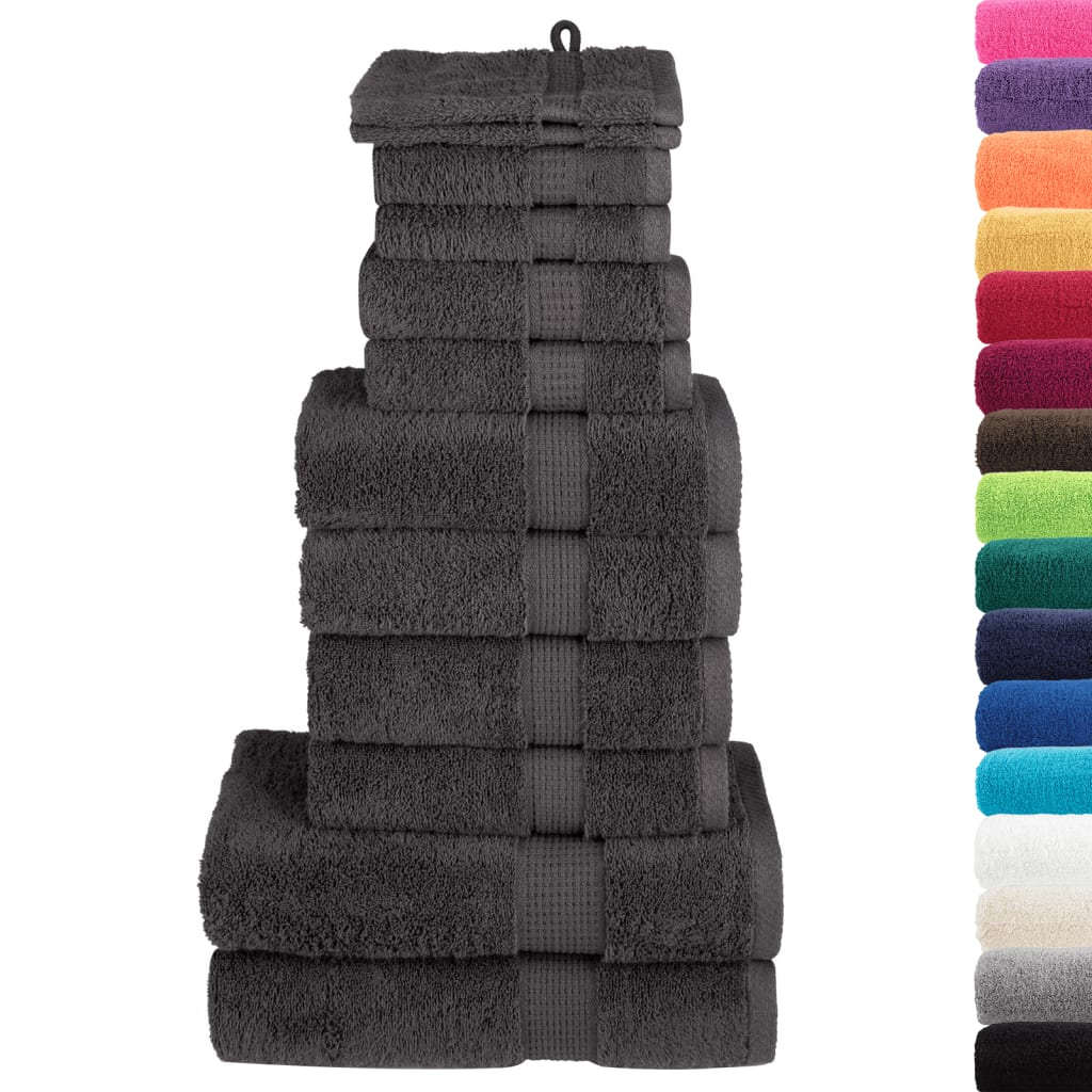 vidaXL 12 Piece Premium Towel Set SOLUND Anthracite 600 gsm - Ultra Soft, 100% Cotton Towels - BEYRUN